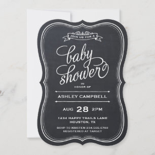 Chalkboard Modern Typography Baby Shower Invitation