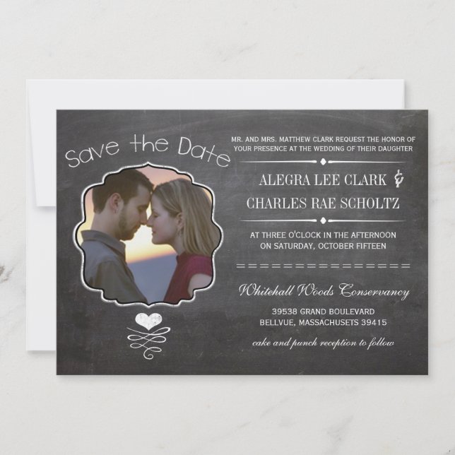 Chalkboard Modern Vintage Typography Invitation (Front)