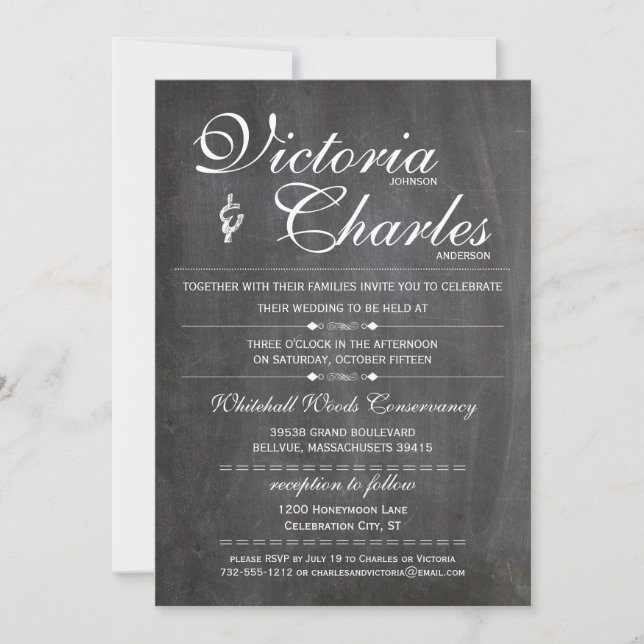 Chalkboard Modern Vintage Typography Invitations (Front)