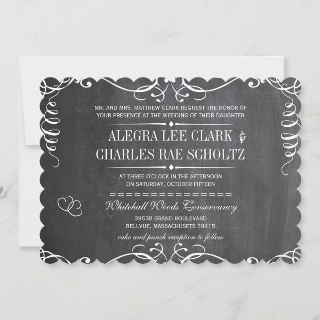 Chalkboard Modern Vintage Typography Invite (Front)