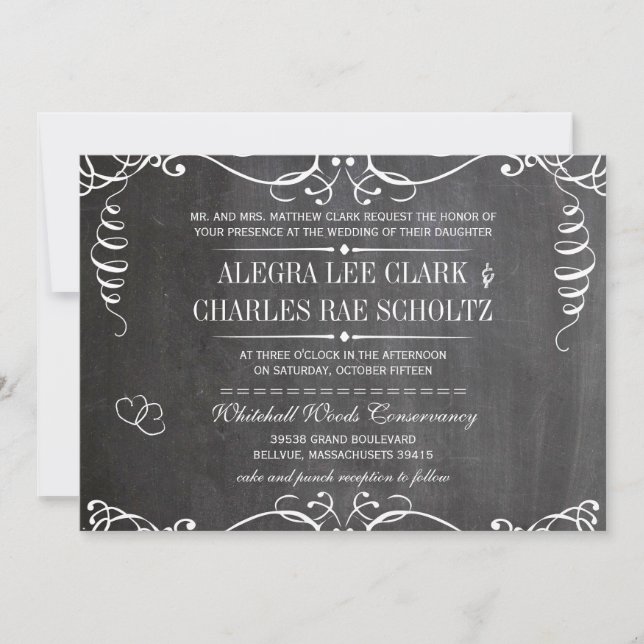 Chalkboard Modern Vintage Typography Invite (Front)