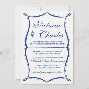 Chalkboard Modern Vintage Typography Royal Blue Invitation