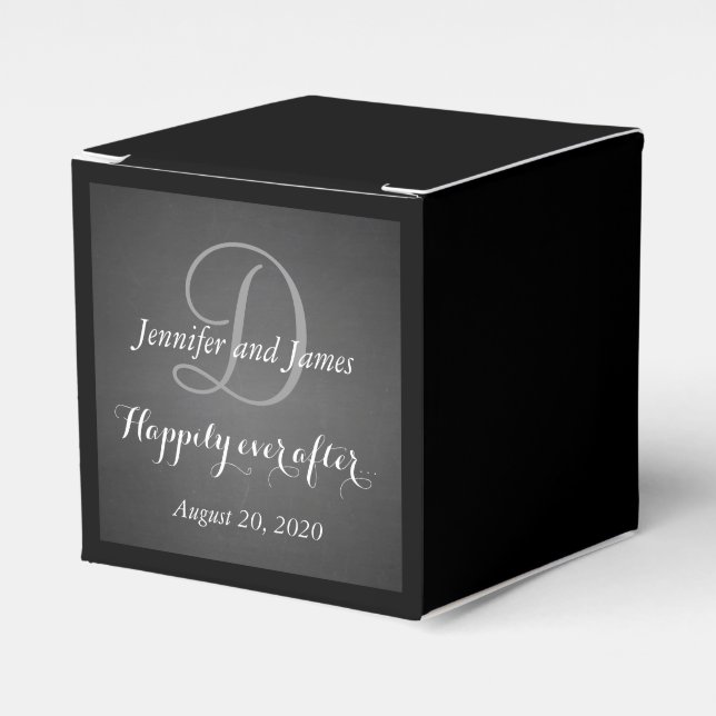 Chalkboard Monogram Happily Ever After Favour Box (Front Side)