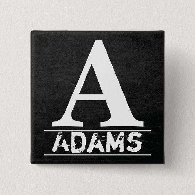 Chalkboard Monogram Letters 15 Cm Square Badge (Front)