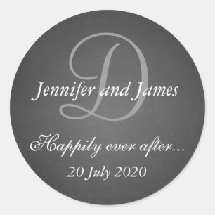 Chalkboard Monogram Stickers for Wedding Favours