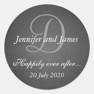 Chalkboard Monogram Stickers for Wedding Favours