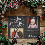 Chalkboard Most Wonderful Time Of the Year 2 Photo Holiday Card<br><div class="desc">Chalkboard Most Wonderful Time Of the Year 2 Photo Holiday Card. Chalkboard background and space for 2 images with MOST WONDERFUL TIME OF THE YEAR written in pretty typography style . Send out to family and friends this elegant , simple chalkboard photo holiday card. Can be fully customised. For any...</div>