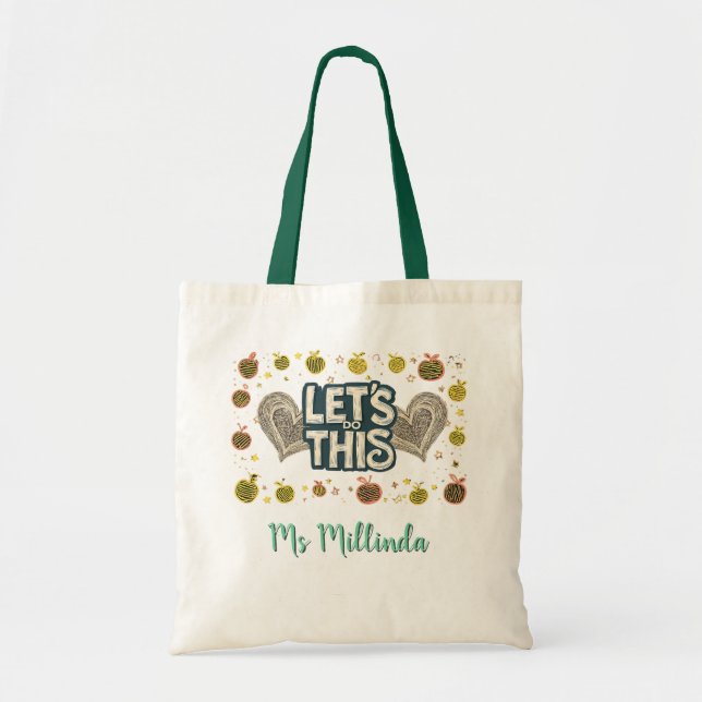 Chalkboard Motivational Quote for Primary Teacher Tote Bag (Front)