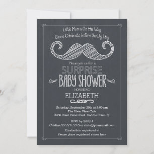 Chalkboard Moustache Baby Shower Invitatation Invitation