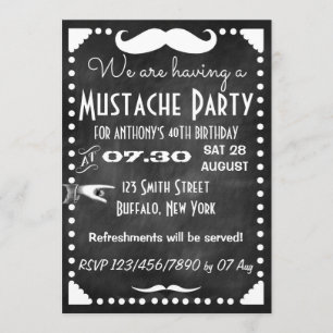 Chalkboard Moustache Party Invitation