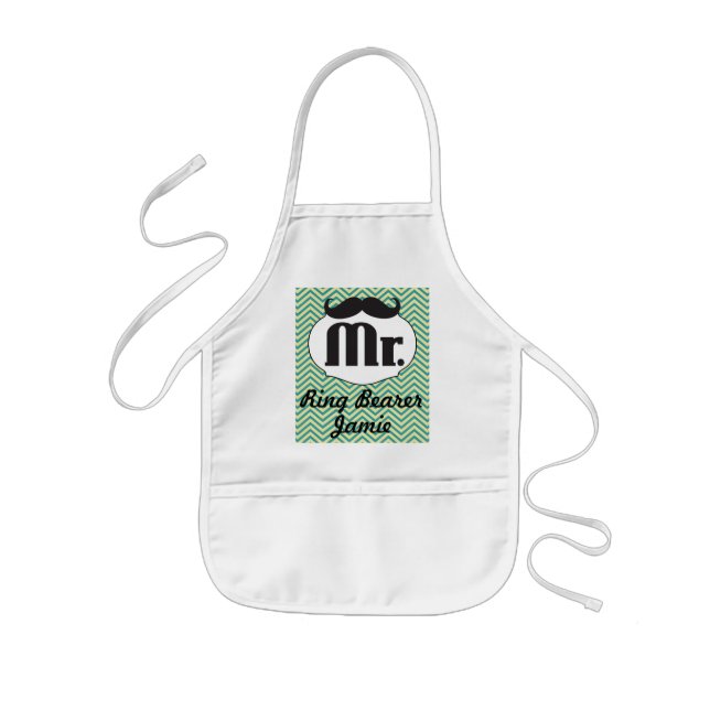 Chalkboard Mr ChevronYellow and green Kids Apron (Front)