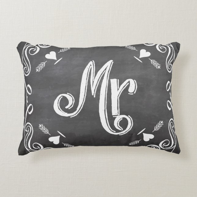 Chalkboard Mr. Sweetheart Wedding Decorative Cushion (Front)