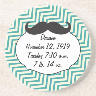 Chalkboard Mr Yellow and Green Baby Stats Coaster