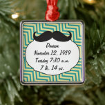 Chalkboard Mr. Yellow and Green Zigzag Chevron Metal Tree Decoration<br><div class="desc">Chalkboard Mr Yellow and Turquoise Baby Stats</div>