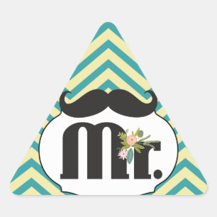 Chalkboard Mr. Yellow and Green Zigzag Chevron Triangle Sticker