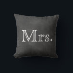 Chalkboard Mrs. Pillow<br><div class="desc">Cute cushion for the newlywed, on an illustrated chalkboard background. Complementary Mr. Pillow also available.</div>