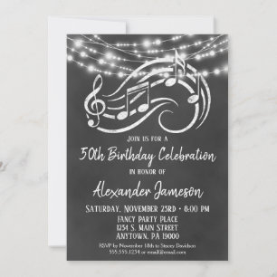 Chalkboard Music Birthday Party Invitation Adult
