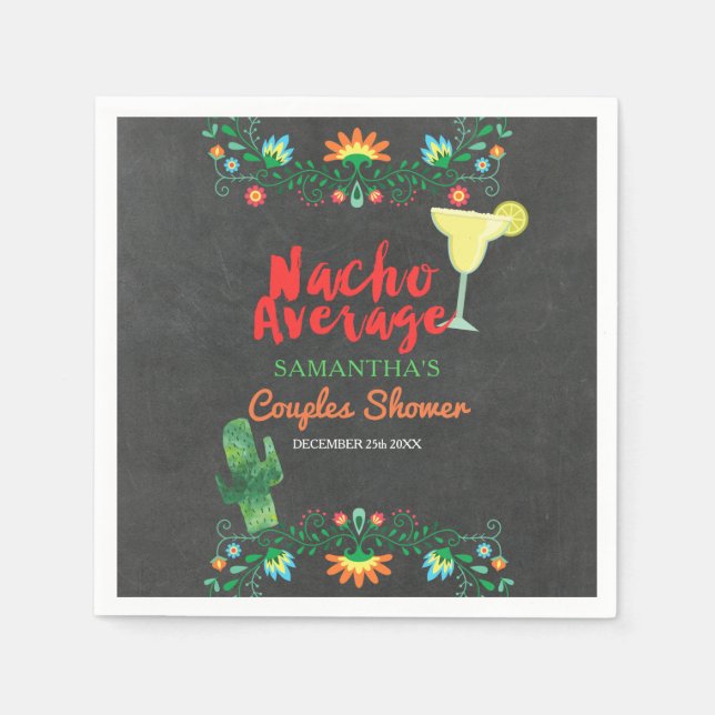 Chalkboard Nacho Average Couple Shower Floral Napkin (Front)