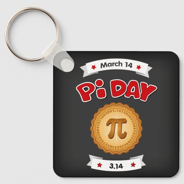 Chalkboard National Pi Day, March 14 Key Ring (Front)