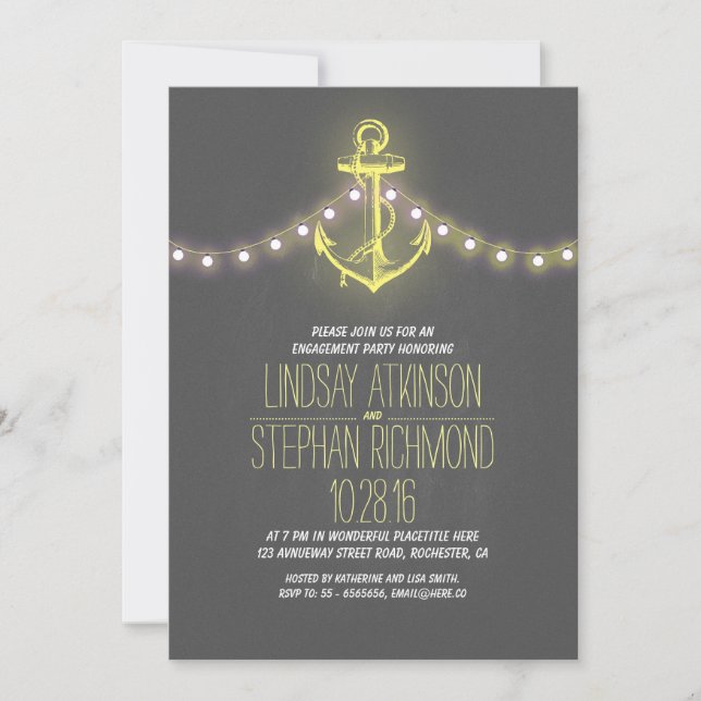 chalkboard nautical engagement party invitation (Front)