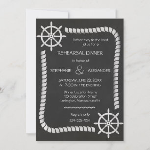 Chalkboard Nautical Wedding Rehearsal Dinner Invitation