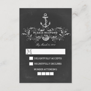 chalkboard nautical wedding RSVP cards