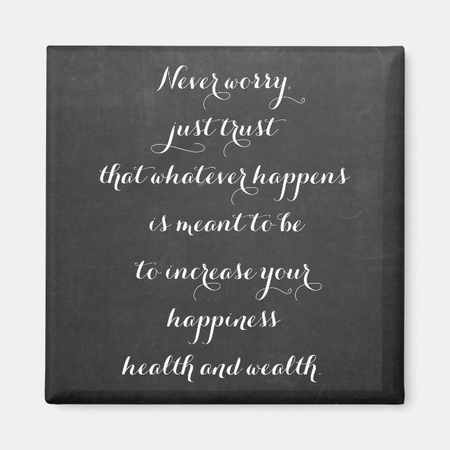 Chalkboard Never Worry Inspirational Quote Magnet (Front)