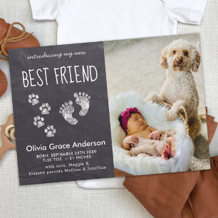 Chalkboard New Baby Modern Pet Newborn Photo Announcement