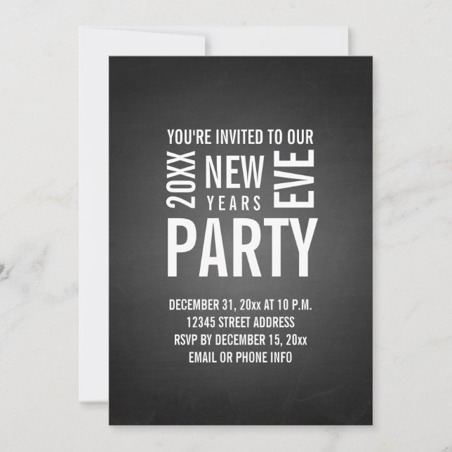 Chalkboard New Years Eve Party Invite (Front)