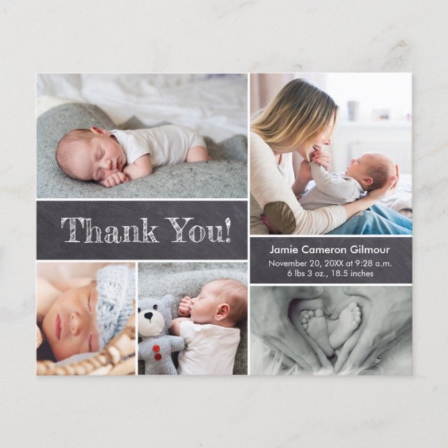 Chalkboard Newborn photography Collage baby shower (Front)