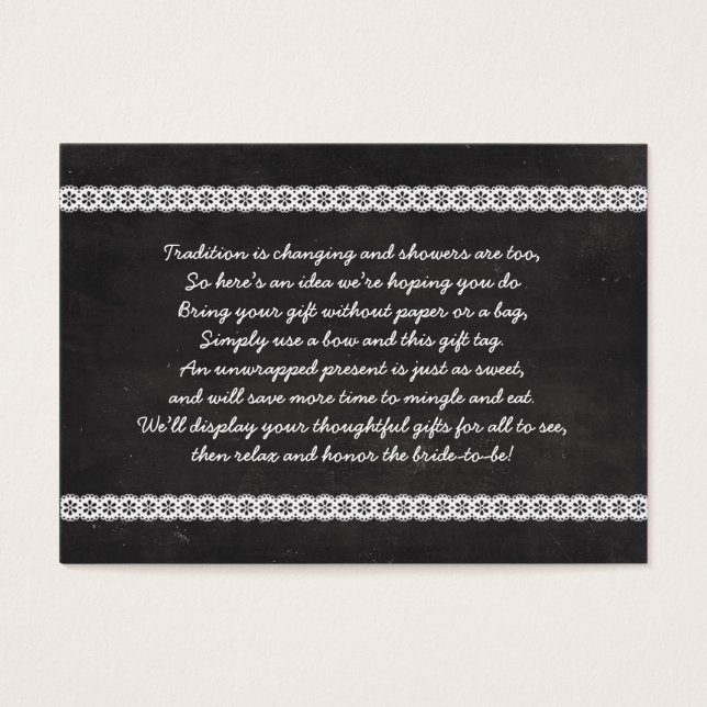 Chalkboard No wrap display bridal shower gift tag (Front)