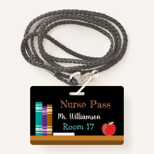 Chalkboard nurse plastic badge hall pass ID badge