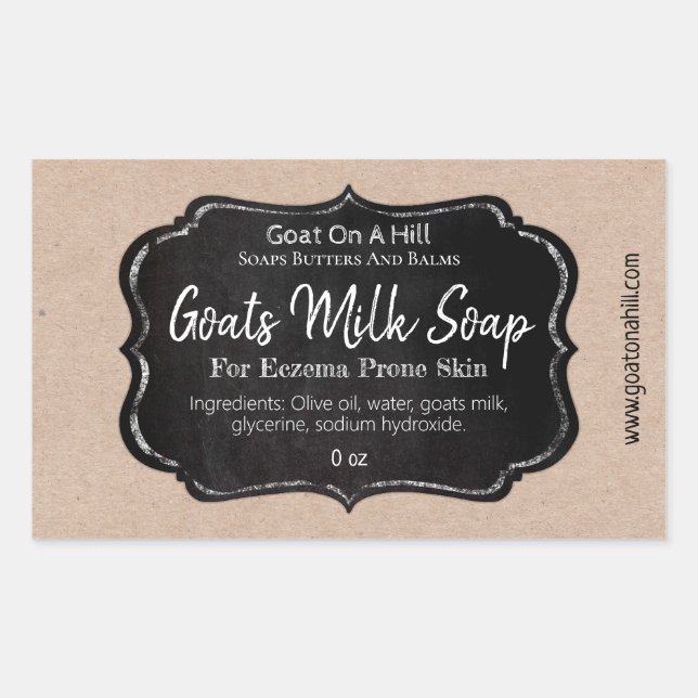 Chalkboard On Kraft Goat's Milk Soap Rectangular Sticker (Front)