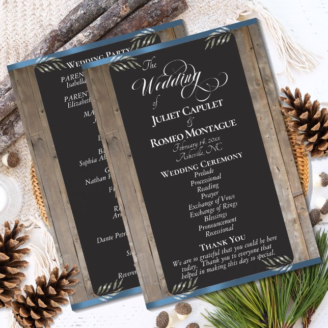 Chalkboard on Wood - Blue Wedding Programme (Creator Uploaded)