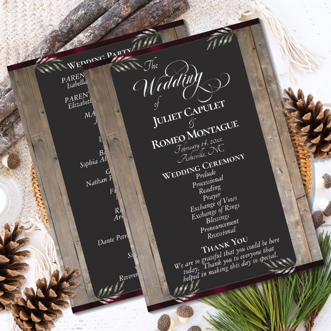 Chalkboard on Wood - Burgundy Wedding Programme (Creator Uploaded)
