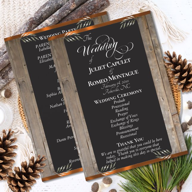 Chalkboard on Wood - Copper Wedding Programme (Creator Uploaded)