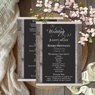 Chalkboard on Wood & Cream Ribbon - Wedding Programme