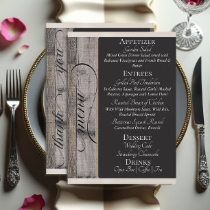 Chalkboard on Wood, Heart & Thank You - Cream Menu