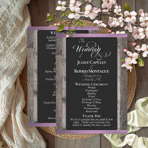 Chalkboard on Wood & Lavender Ribbon - Wedding Programme