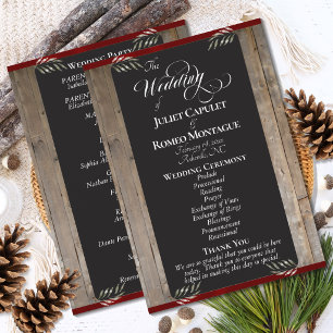 Chalkboard on Wood - Red Wedding Programme
