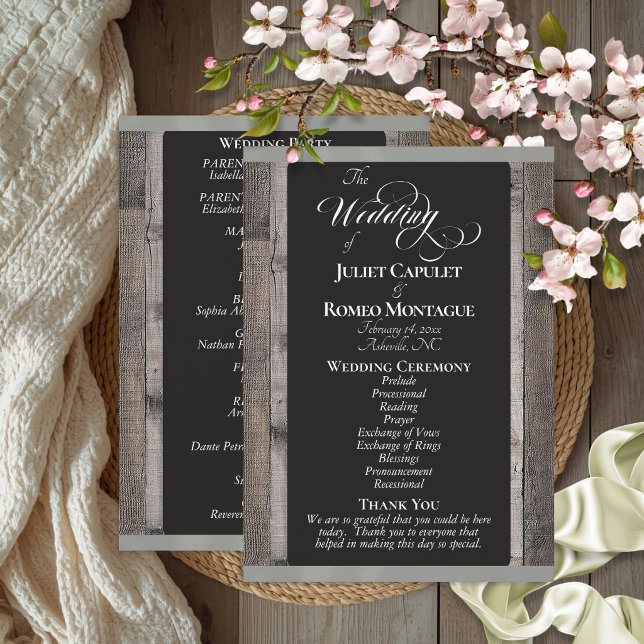 Chalkboard on Wood & Sage Ribbon - Wedding Programme (Creator Uploaded)