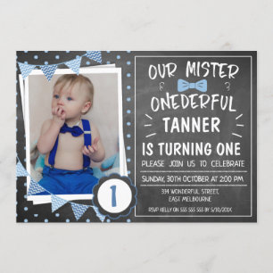 Chalkboard Onederful 1st Birthday Invitation
