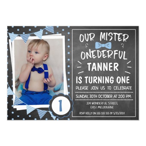 Image of Chalkboard Onederful 1st Birthday Invitation