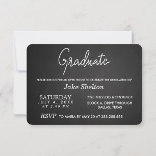 Chalkboard Open House Graduation Handwritten Inv Invitation