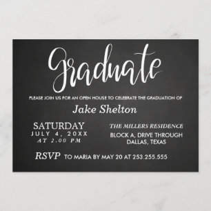 Chalkboard Open House Graduation Handwritten Invitation