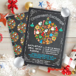 Chalkboard Ornament Exchange Invitation<br><div class="desc">Chalkboard Ornament Exchange Invitation Supe cute and fun with a ornament ball made of Christmas cookie icons and chalk typography all on a chalkboard background. Hand drawn illustration by McBooboo's. Can be used for a cookie exchange or swap. To make more changes go to Personalise this template. On the bottom...</div>