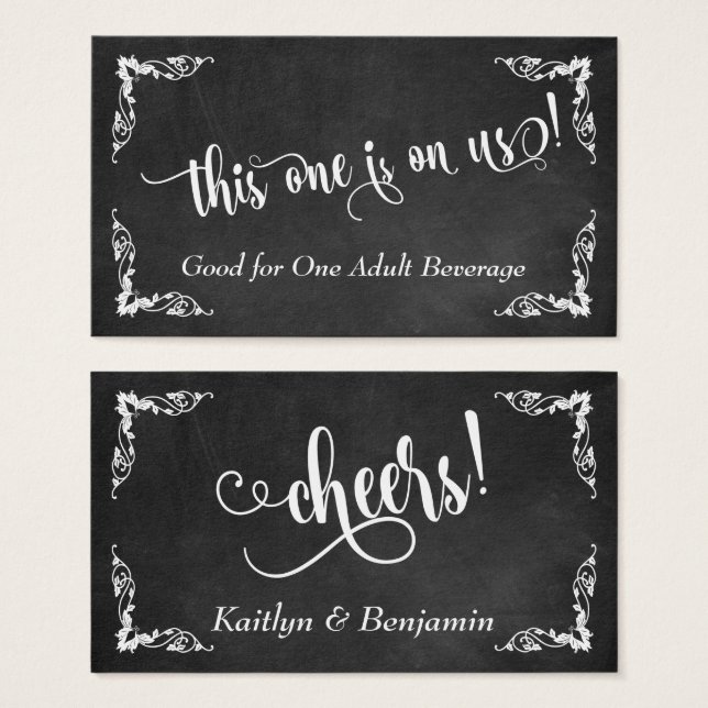 Chalkboard & Ornate Corners w Script Drink Tickets (Front & Back)