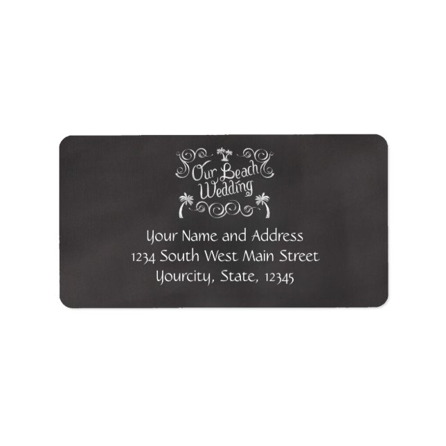 Chalkboard Our Beach Wedding Label (Front)
