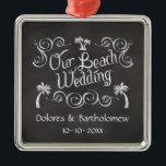 Chalkboard Our Beach Wedding Metal Tree Decoration<br><div class="desc">Trendy and popular chalkboard blackboard background in charcoal grey with white hand-written look text. Reminiscent of an old town shoppe or vintage appeal. Bring back vintage style with a dusty slate writing board. The shore is a perfect place to celebrate the big wedding day nuptials with this theme, use this...</div>