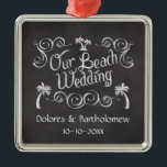 Chalkboard Our Beach Wedding Metal Tree Decoration<br><div class="desc">Trendy and popular chalkboard blackboard background in charcoal grey with white hand-written look text. Reminiscent of an old town shoppe or vintage appeal. Bring back vintage style with a dusty slate writing board. The shore is a perfect place to celebrate the big wedding day nuptials with this theme, use this...</div>